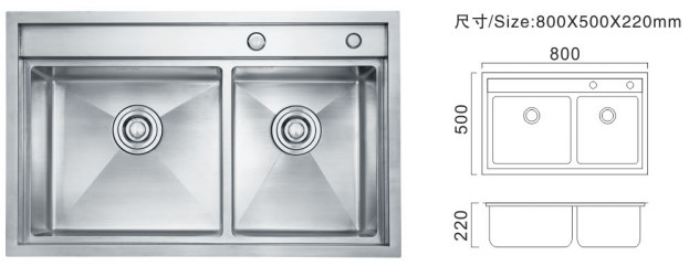 चांदी का रंग स्टेनलेस वाणिज्यिक सिंक डबल कटोरे लक्जरी रसोई सिंक