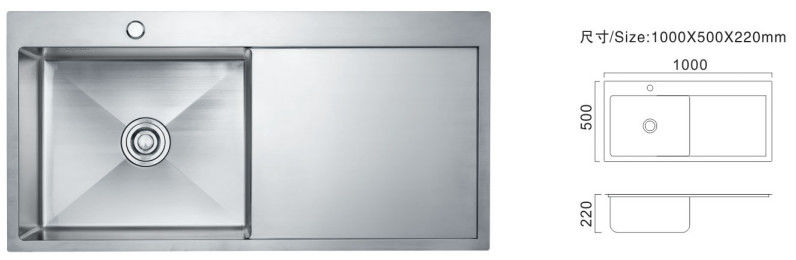 एकल कटोरा 81cm रसोई सिंक कस्टम वाणिज्यिक स्टेनलेस सिंक प्लेट प्रकार