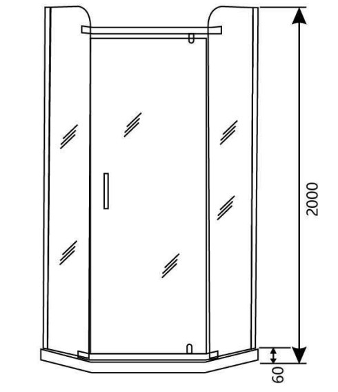3/8इंच मोटाई ग्रिल पैटर्न ग्लास बौछार घड़े विविध धुरी दरवाजा बौछार संलग्नक